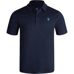 Spyder Mens Golf Shirts – Lightweight Moisture-Wicking Athletic Performance Collared Short Sleeve Polo Shirts for Men(Navy Logo)