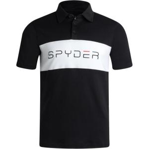 Spyder Mens Polo Shirts – Soft & Breathable Cotton Casual Short Sleeve Polo Shirt – Collared Golf Shirts for Men(Black Colorblock)