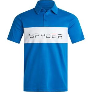 Spyder Mens Polo Shirts – Soft & Breathable Cotton Casual Short Sleeve Polo Shirt – Collared Golf Shirts for Men(Cobalt Colorblock)