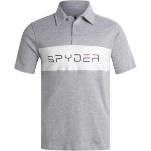Spyder Mens Polo Shirts – Soft & Breathable Cotton Casual Short Sleeve Polo Shirt – Collared Golf Shirts for Men(Heather Grey Colorblock)
