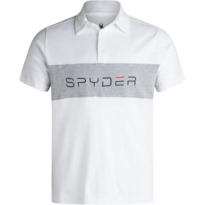 Spyder Mens Polo Shirts – Soft & Breathable Cotton Casual Short Sleeve Polo Shirt – Collared Golf Shirts for Men(White Colorblock)