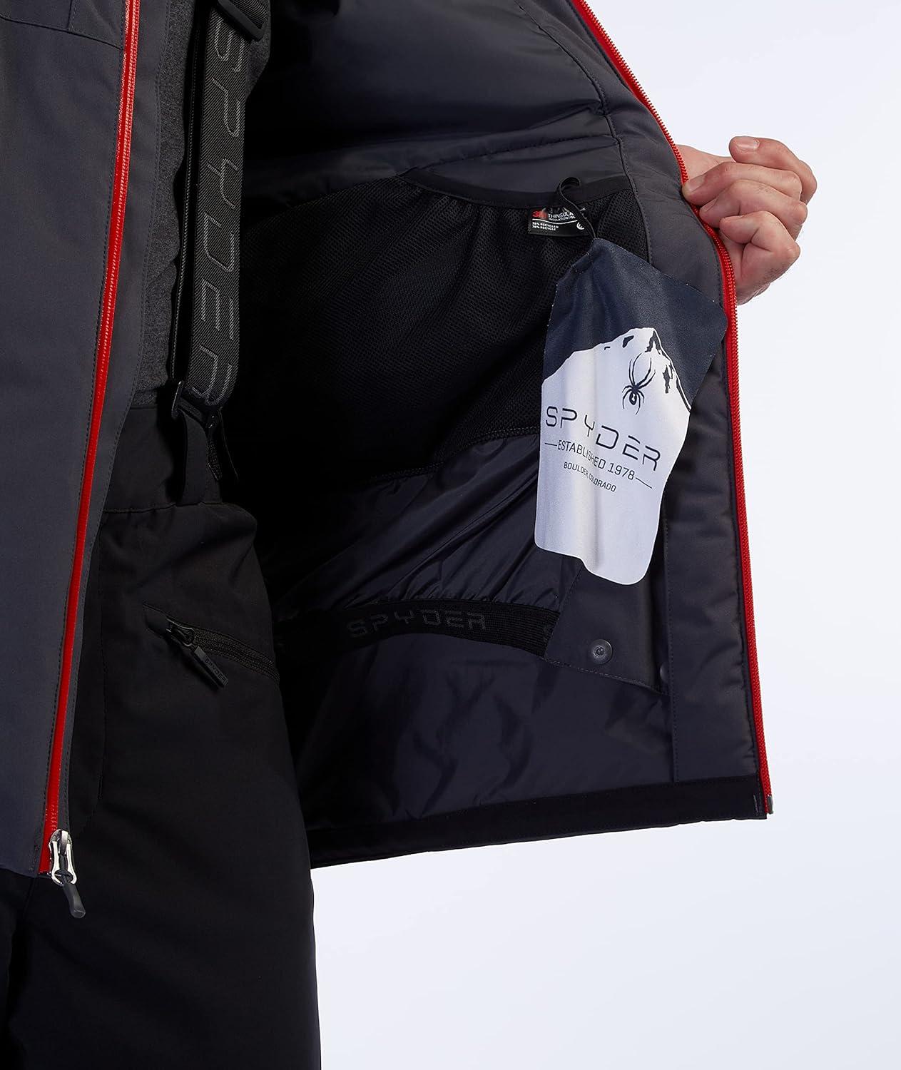 imageSpyder Mens Contact Insulated Ski Snow Hooded Snow JacketEbony