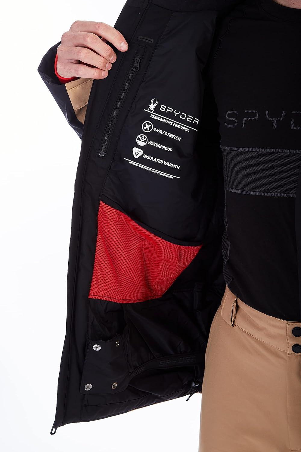 imageSpyder Mens Copper Insulated Ski Snow Hooded JacketBlack Tannin