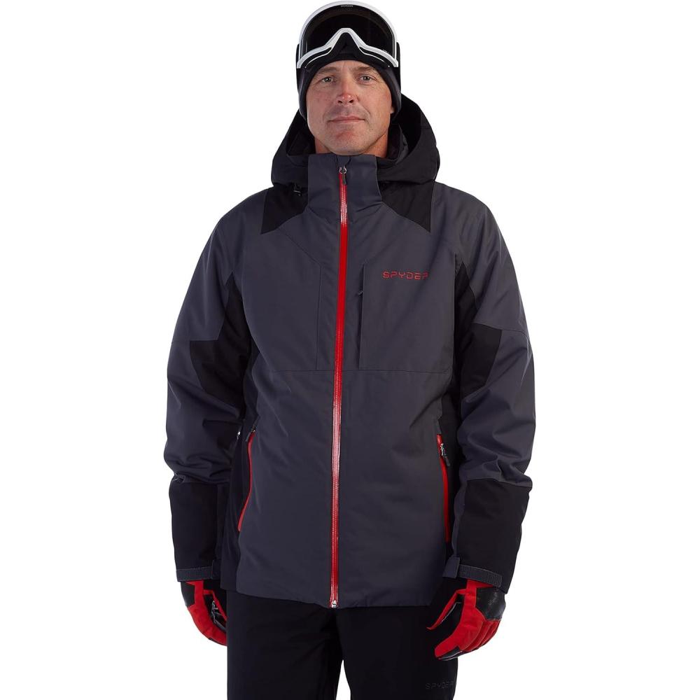 imageSpyder Mens Contact Insulated Ski Snow Hooded Snow JacketEbony
