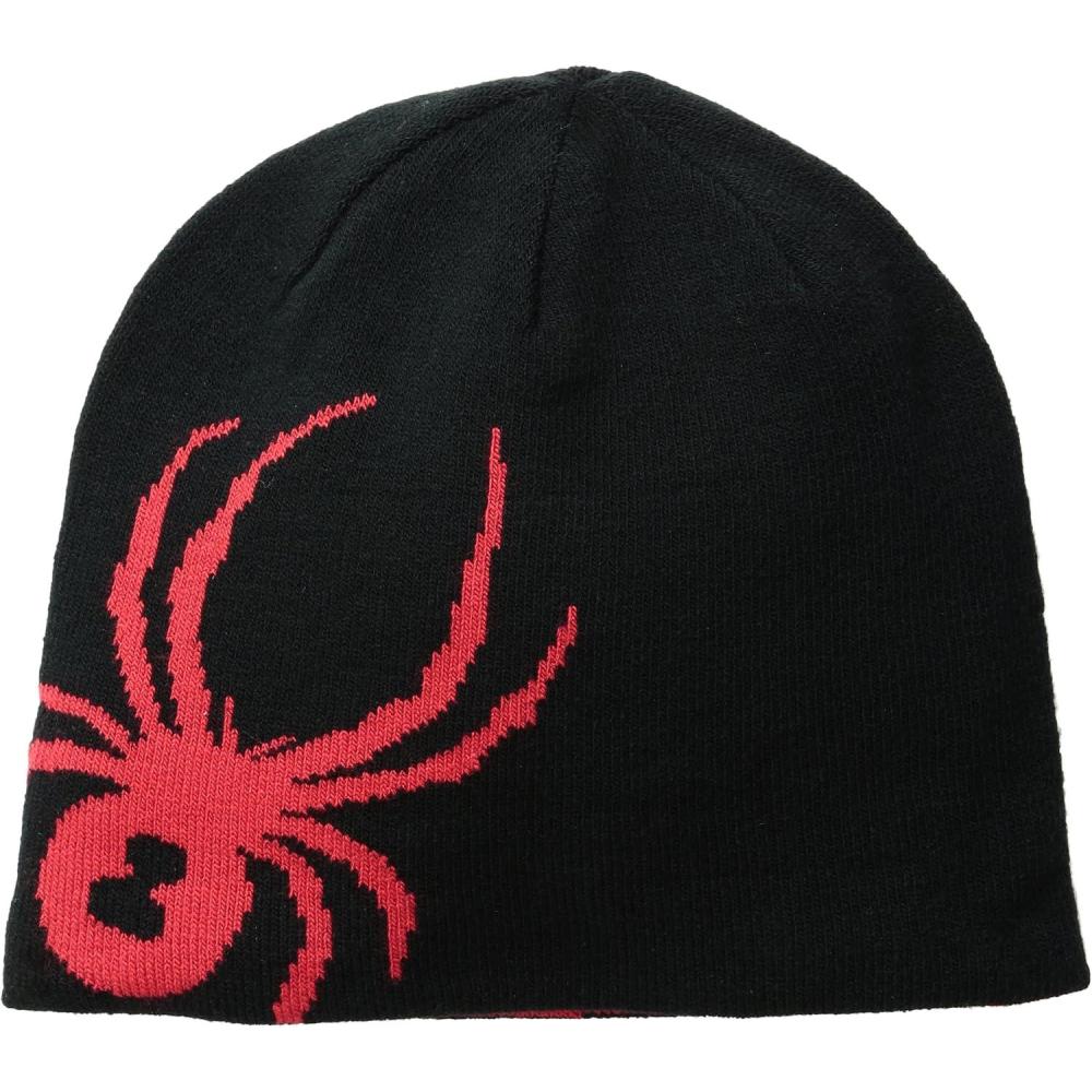 imageSpyder Mens Innsbruck Reversible Ski Winter BeanieBlackBurstRed