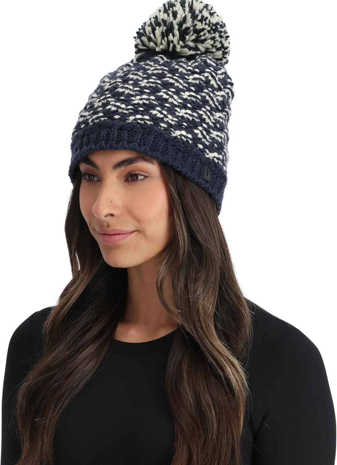 imageSpyder Womens Brrr Berry Lined Knit Pom Ski BeanieTrue Navy