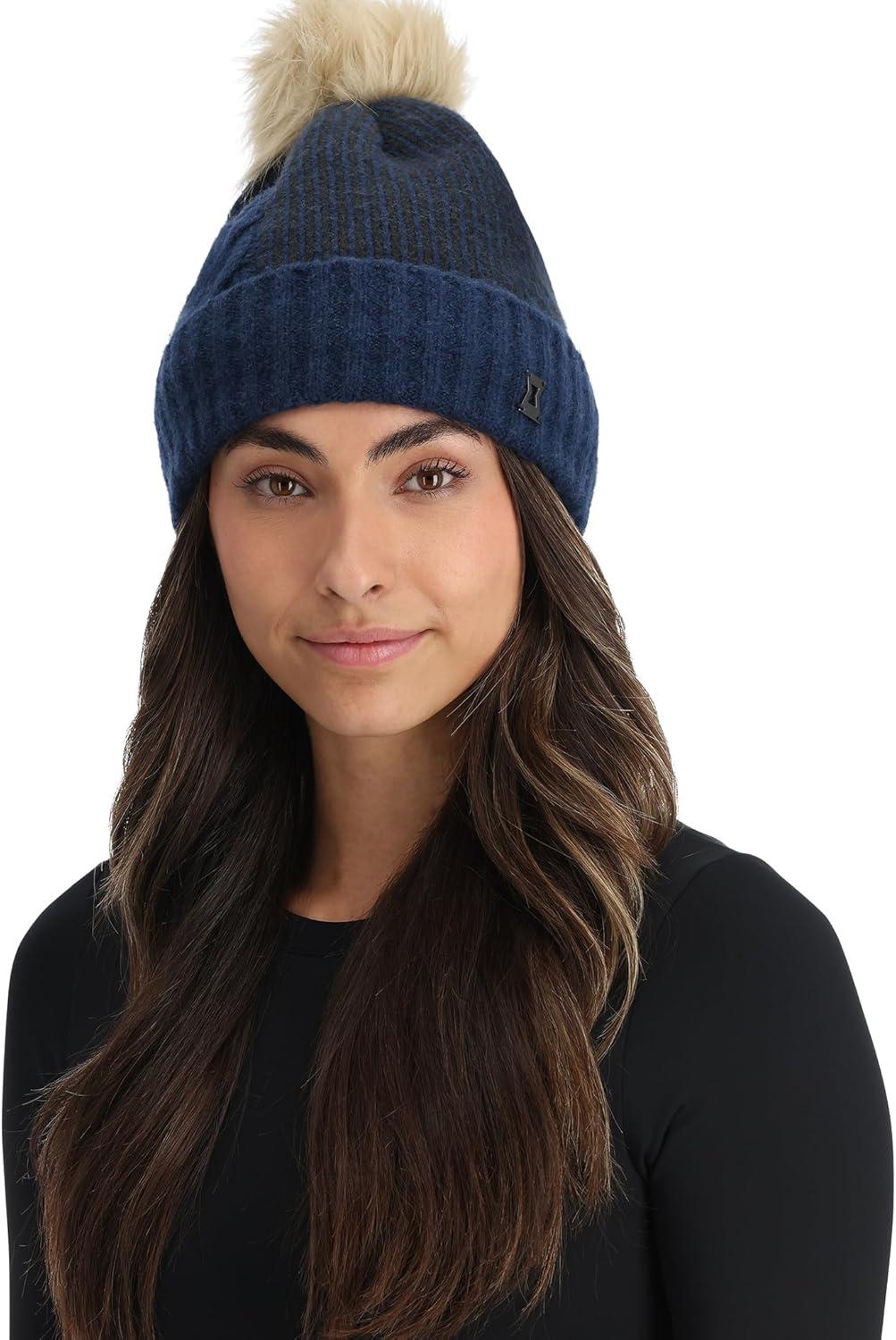 imageSpyder Womens Plait Pom Lined Ski BeanieTrue Navy