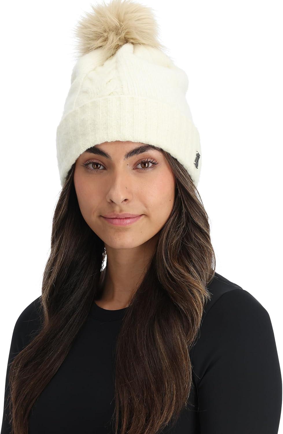 imageSpyder Womens Plait Pom Lined Ski BeanieVanilla Latte