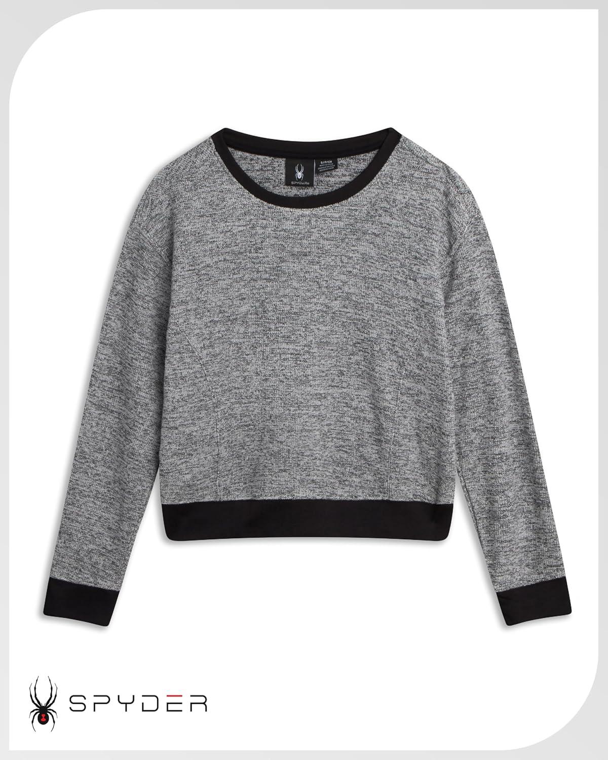 imageSpyder Womens Sweaters Super Soft Terry Fleece Crewneck Pullover Sweaters for Women Breathable Knitted Long Sleeve TopBlack