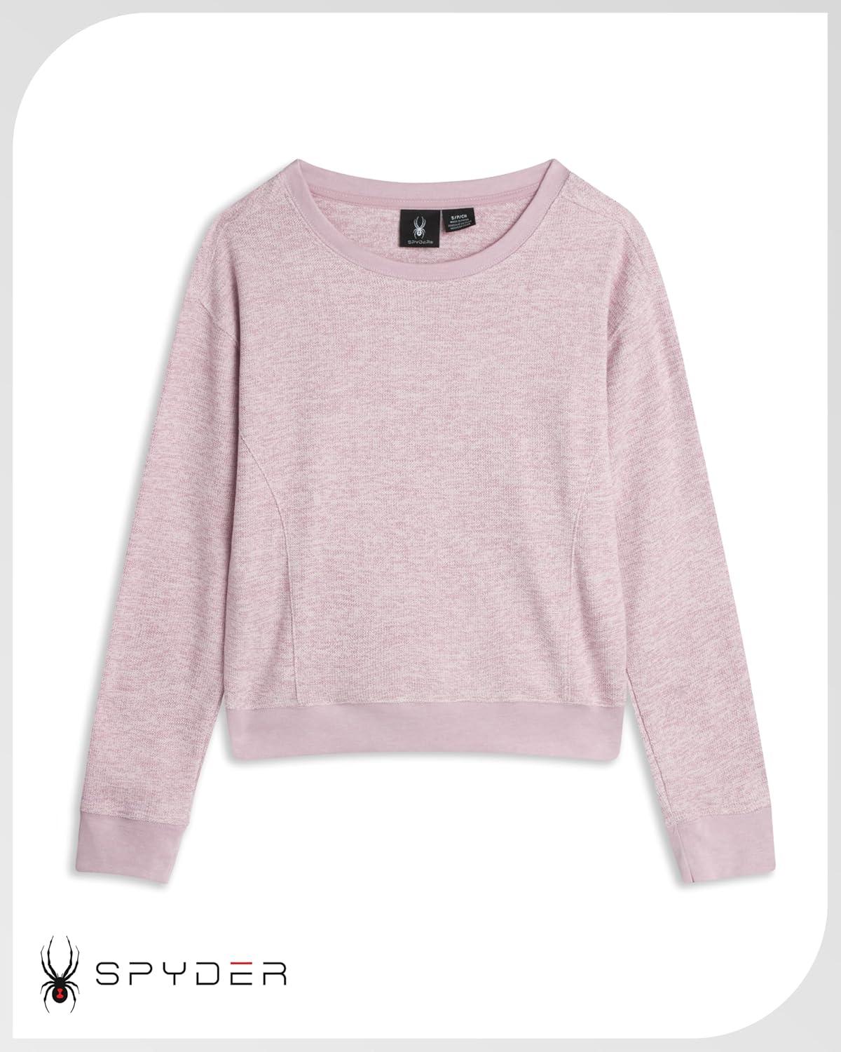 imageSpyder Womens Sweaters Super Soft Terry Fleece Crewneck Pullover Sweaters for Women Breathable Knitted Long Sleeve TopLilac