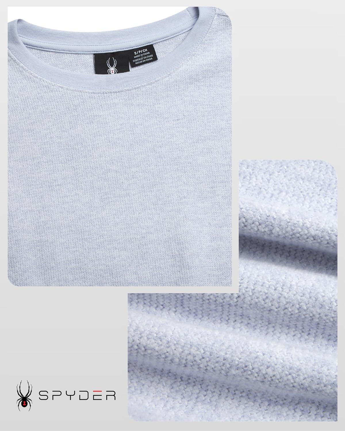 imageSpyder Womens Sweaters Super Soft Terry Fleece Crewneck Pullover Sweaters for Women Breathable Knitted Long Sleeve TopMist Blue