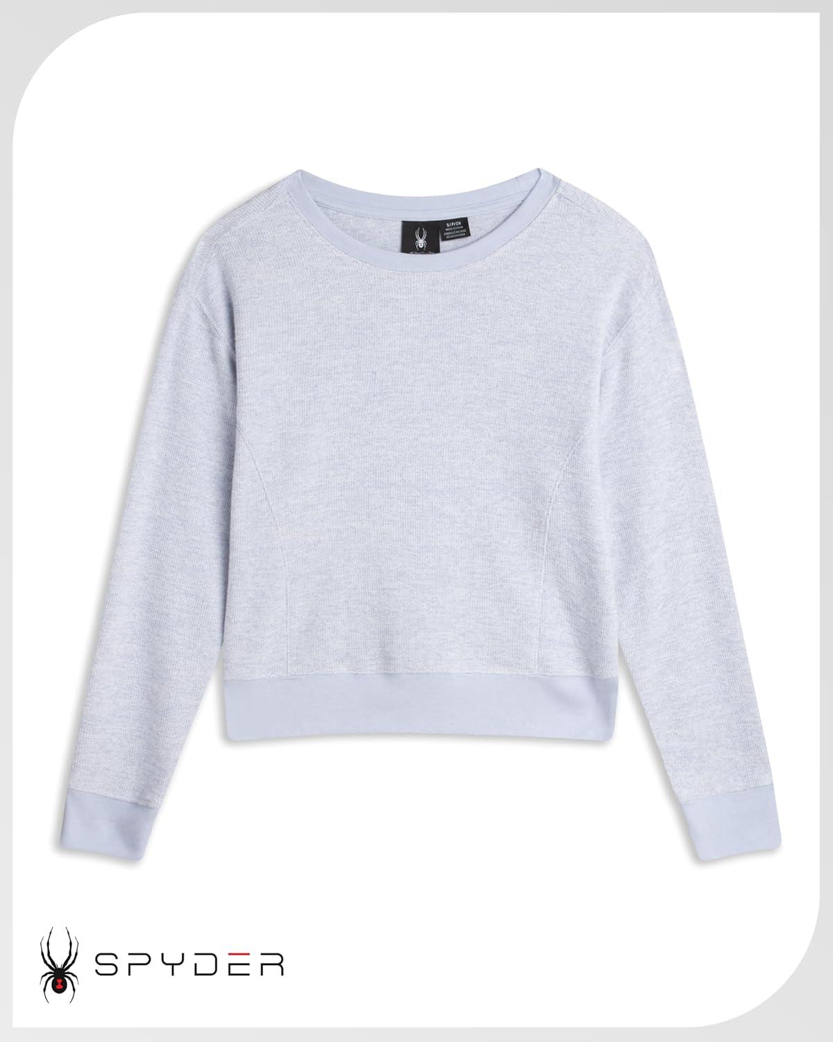 imageSpyder Womens Sweaters Super Soft Terry Fleece Crewneck Pullover Sweaters for Women Breathable Knitted Long Sleeve TopMist Blue