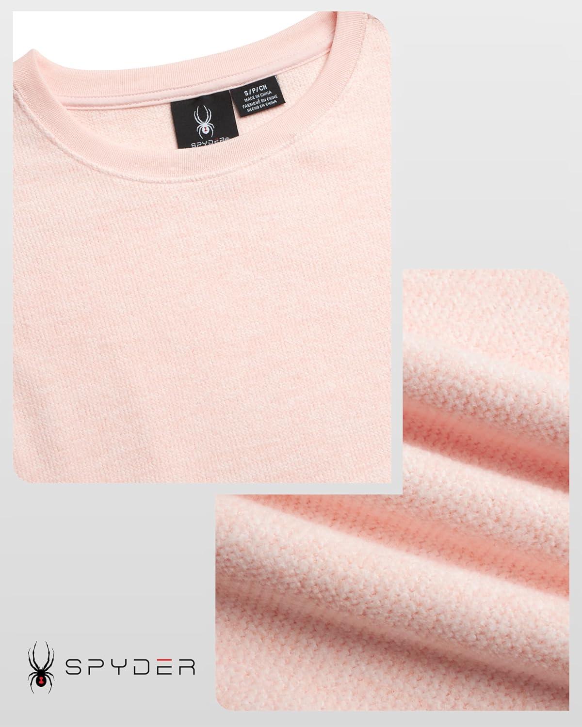 imageSpyder Womens Sweaters Super Soft Terry Fleece Crewneck Pullover Sweaters for Women Breathable Knitted Long Sleeve TopPeach Blush