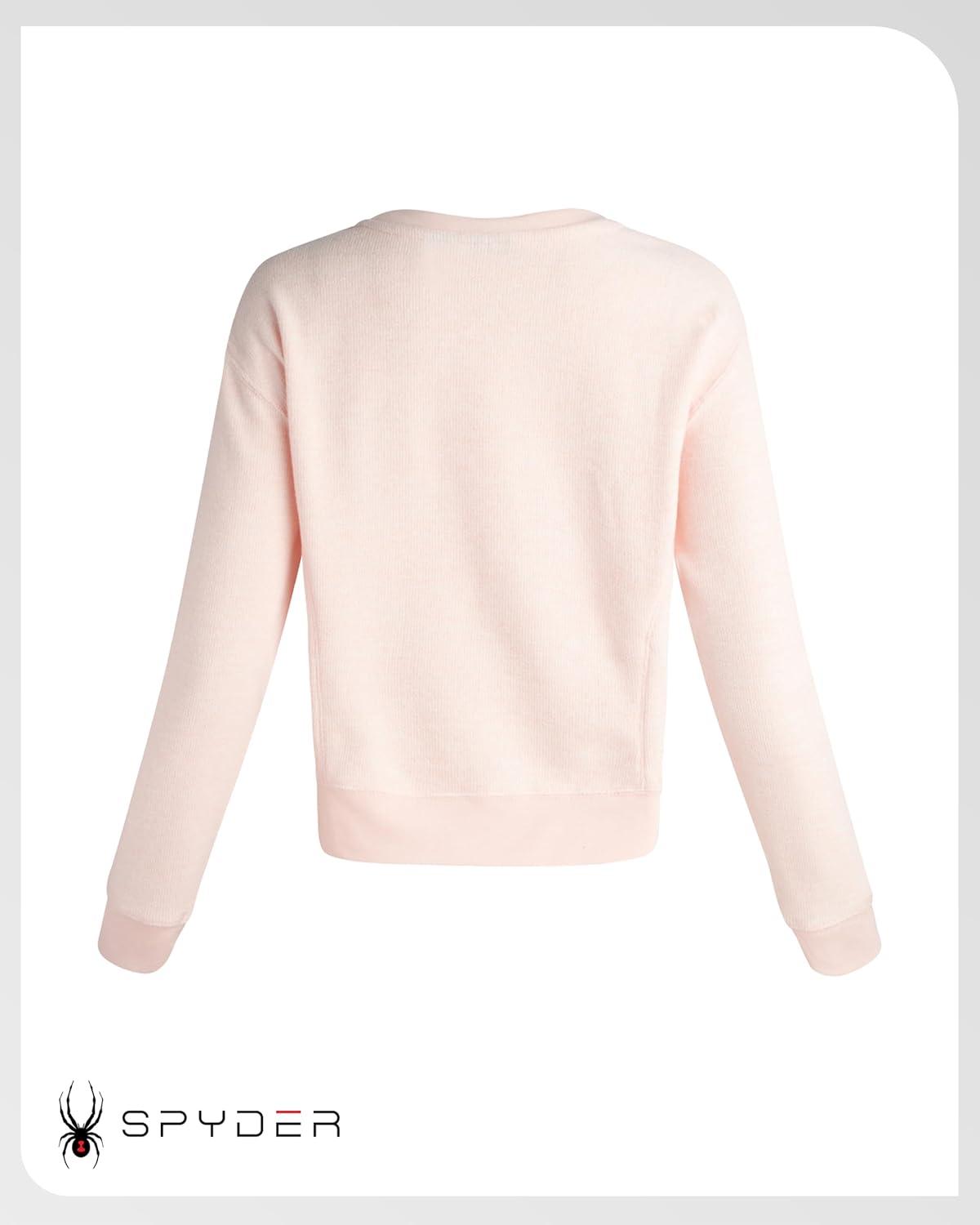 imageSpyder Womens Sweaters Super Soft Terry Fleece Crewneck Pullover Sweaters for Women Breathable Knitted Long Sleeve TopPeach Blush