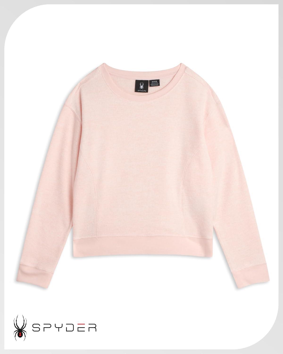 imageSpyder Womens Sweaters Super Soft Terry Fleece Crewneck Pullover Sweaters for Women Breathable Knitted Long Sleeve TopPeach Blush