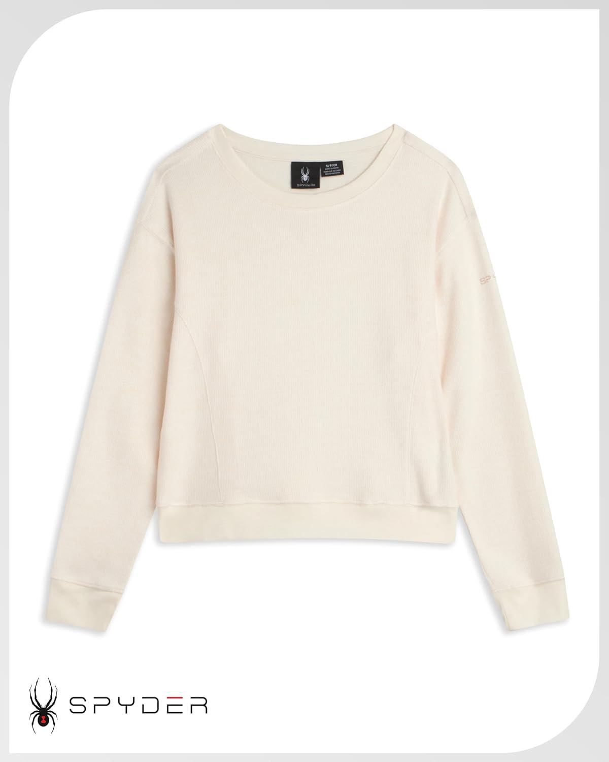 imageSpyder Womens Sweaters Super Soft Terry Fleece Crewneck Pullover Sweaters for Women Breathable Knitted Long Sleeve TopPearl