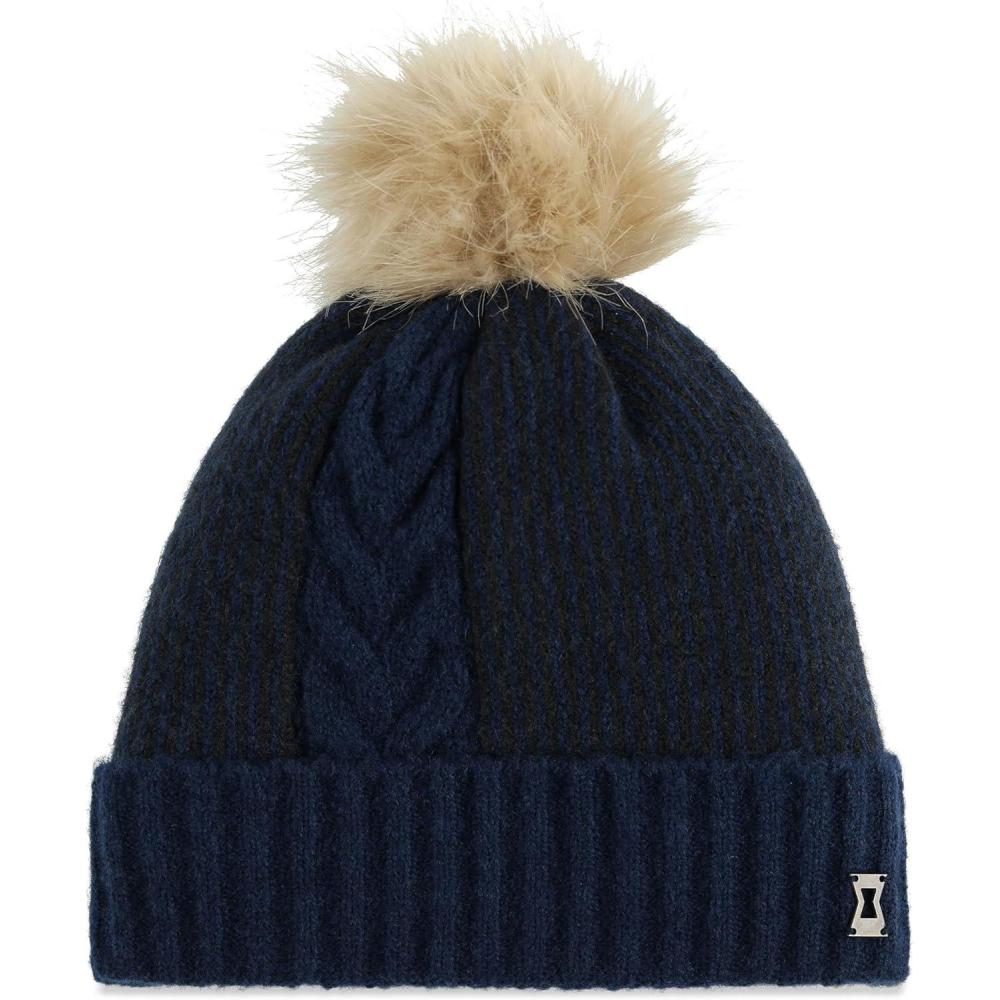 imageSpyder Womens Plait Pom Lined Ski BeanieTrue Navy