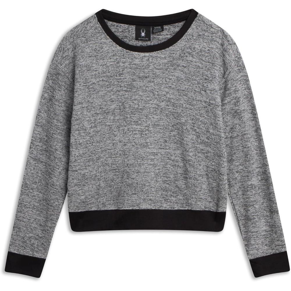 imageSpyder Womens Sweaters Super Soft Terry Fleece Crewneck Pullover Sweaters for Women Breathable Knitted Long Sleeve TopBlack