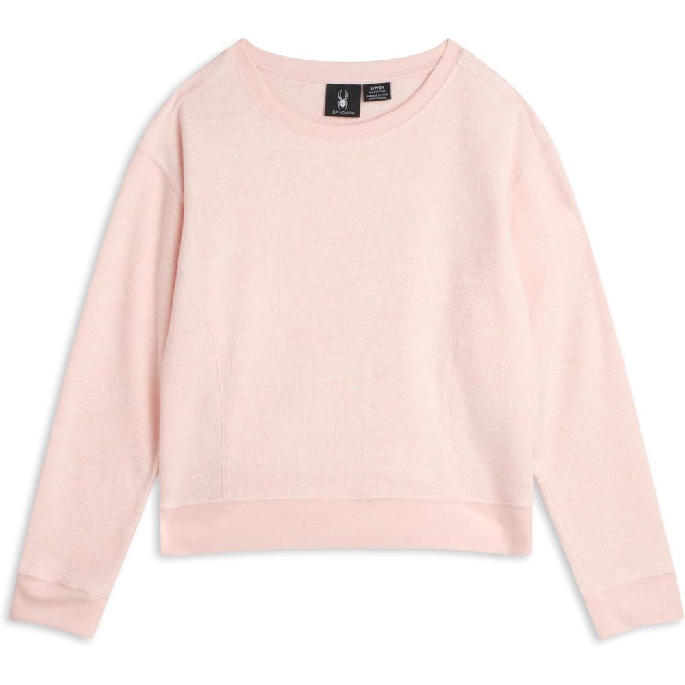 imageSpyder Womens Sweaters Super Soft Terry Fleece Crewneck Pullover Sweaters for Women Breathable Knitted Long Sleeve TopPeach Blush