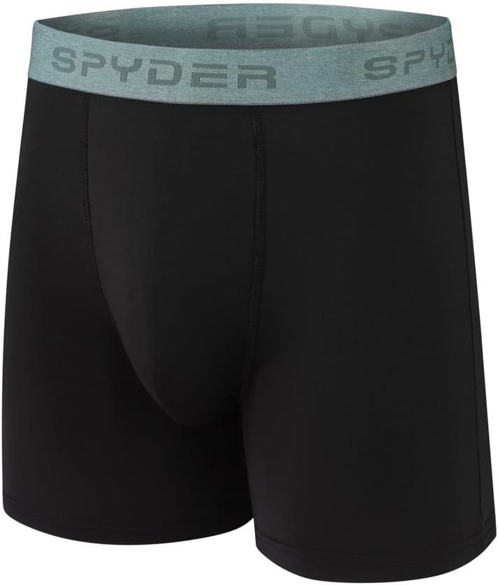 imageSpyder Mens Boxer Briefs 5 Pack Poly Spandex Performance Boxer Briefs UnderwearBlackSiennaGreyNavyLight Green