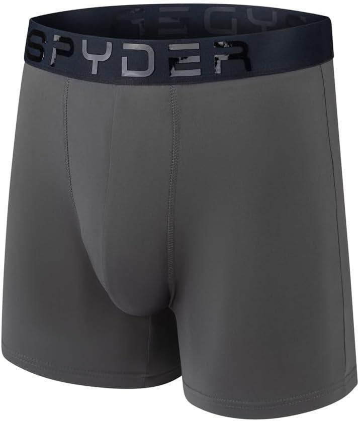 imageSpyder Mens Boxer Briefs 5 Pack Poly Spandex Performance Boxer Briefs UnderwearBlackSiennaGreyNavyLight Green