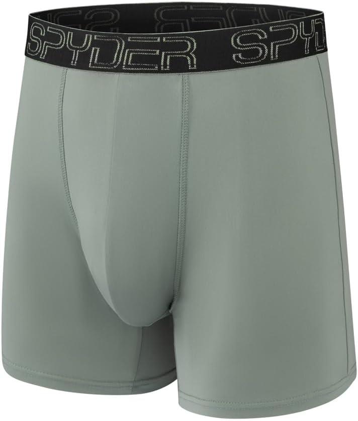 imageSpyder Mens Boxer Briefs 5 Pack Poly Spandex Performance Boxer Briefs UnderwearBlackSiennaGreyNavyLight Green