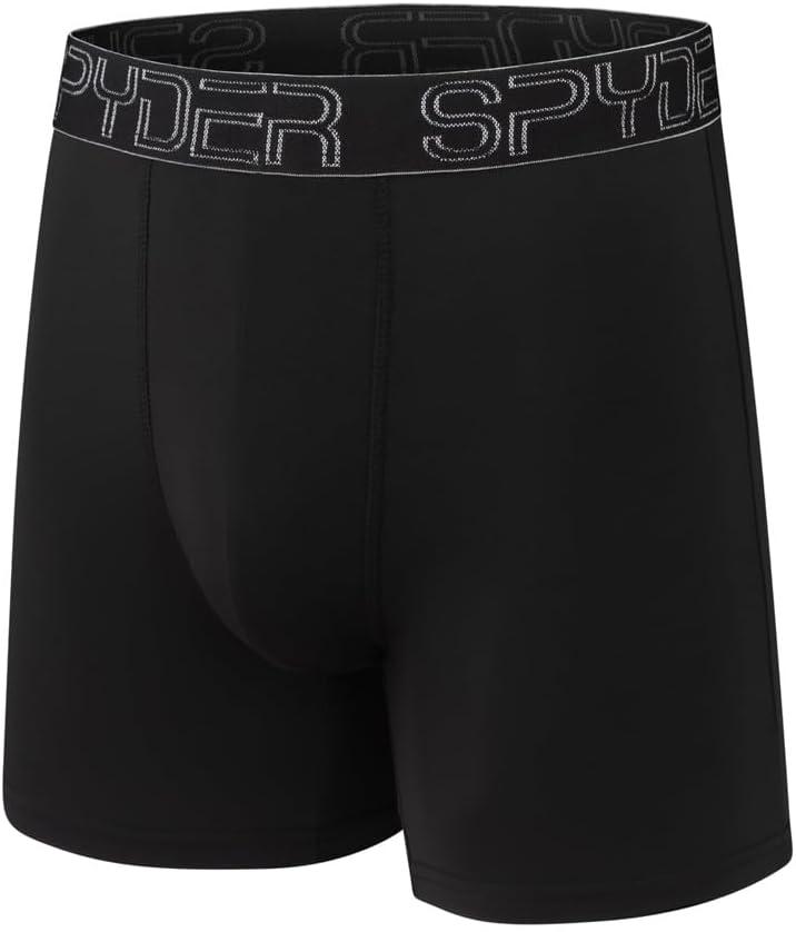 imageSpyder Mens Boxer Briefs 5 Pack Poly Spandex Performance Boxer Briefs UnderwearBrownGreyGreenNavyBlack