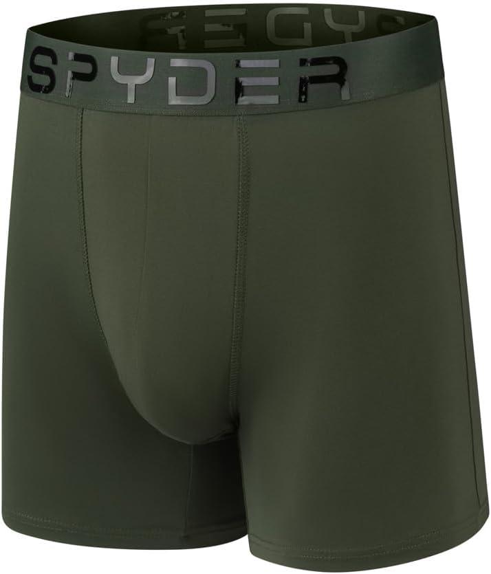 imageSpyder Mens Boxer Briefs 5 Pack Poly Spandex Performance Boxer Briefs UnderwearBrownGreyGreenNavyBlack