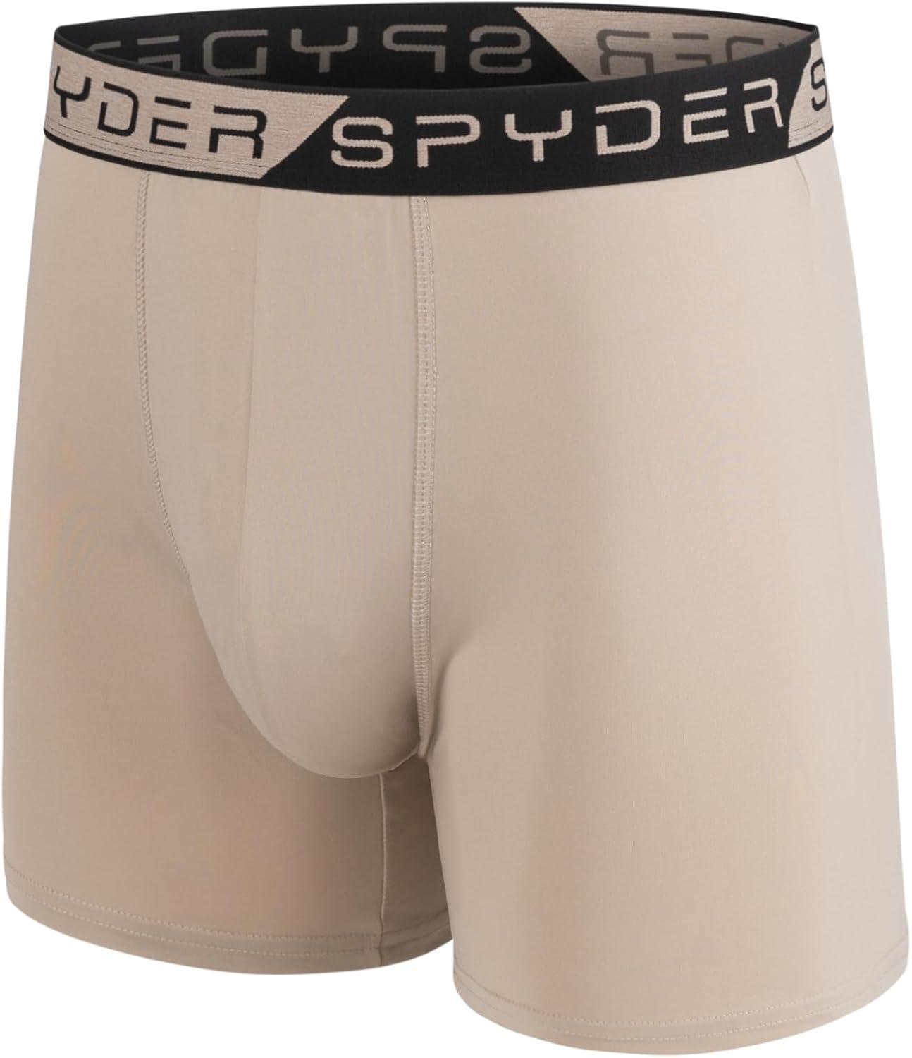 imageSpyder Mens Boxer Briefs 5 Pack Poly Spandex Performance Boxer Briefs UnderwearGreyIvoryBlackBrownGreen