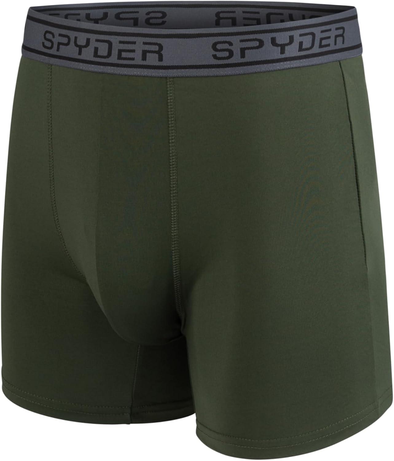 imageSpyder Mens Boxer Briefs 5 Pack Poly Spandex Performance Boxer Briefs UnderwearGreyIvoryBlackBrownGreen