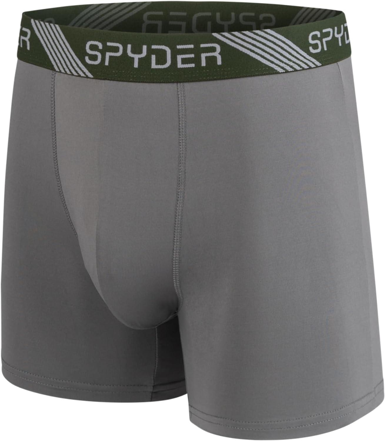imageSpyder Mens Boxer Briefs 5 Pack Poly Spandex Performance Boxer Briefs UnderwearGreyIvoryBlackBrownGreen