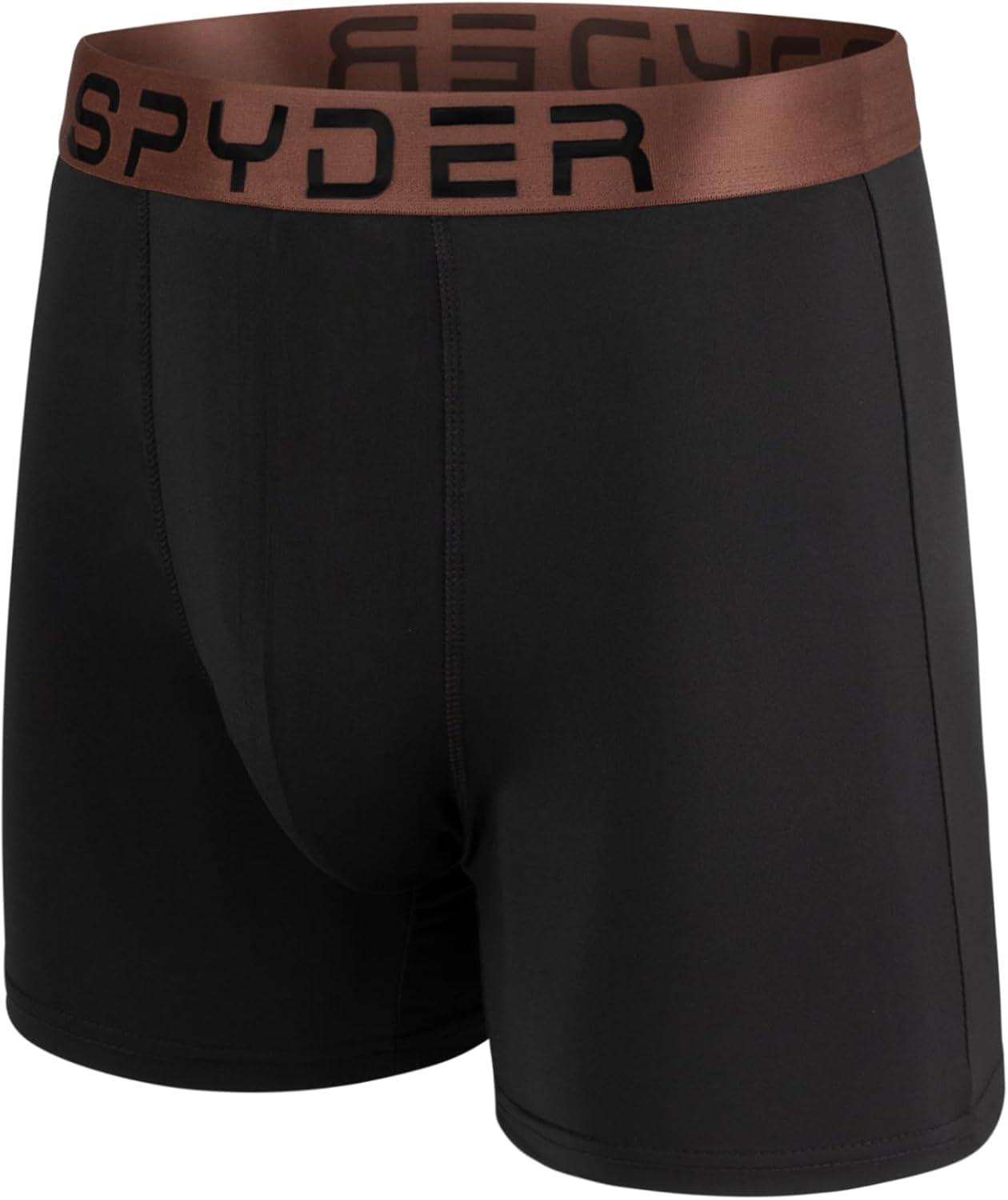 imageSpyder Mens Boxer Briefs 5 Pack Poly Spandex Performance Boxer Briefs UnderwearGreyIvoryBlackBrownGreen