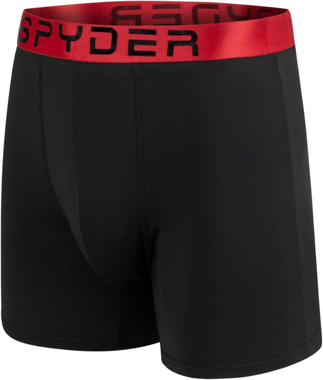 imageSpyder Mens Boxer Briefs 5 Pack Poly Spandex Performance Boxer Briefs UnderwearGreyRedNavyBlackTurquoise