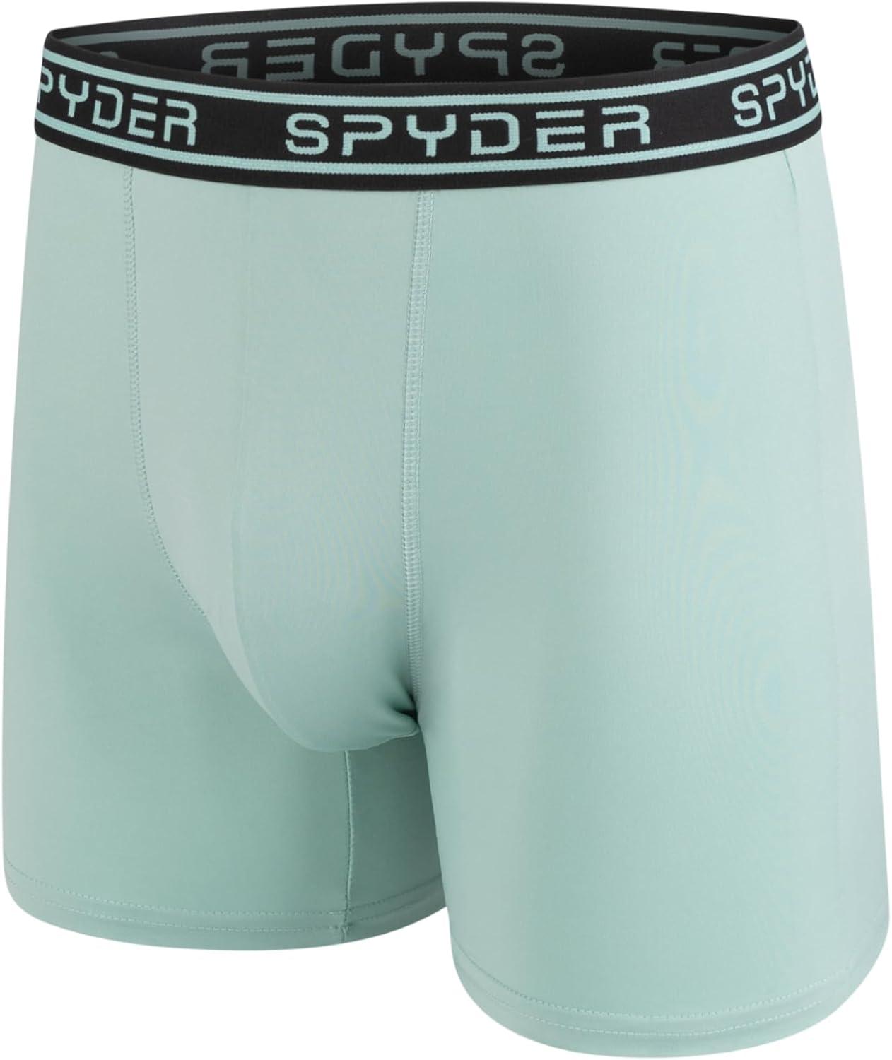 imageSpyder Mens Boxer Briefs 5 Pack Poly Spandex Performance Boxer Briefs UnderwearGreyRedNavyBlackTurquoise