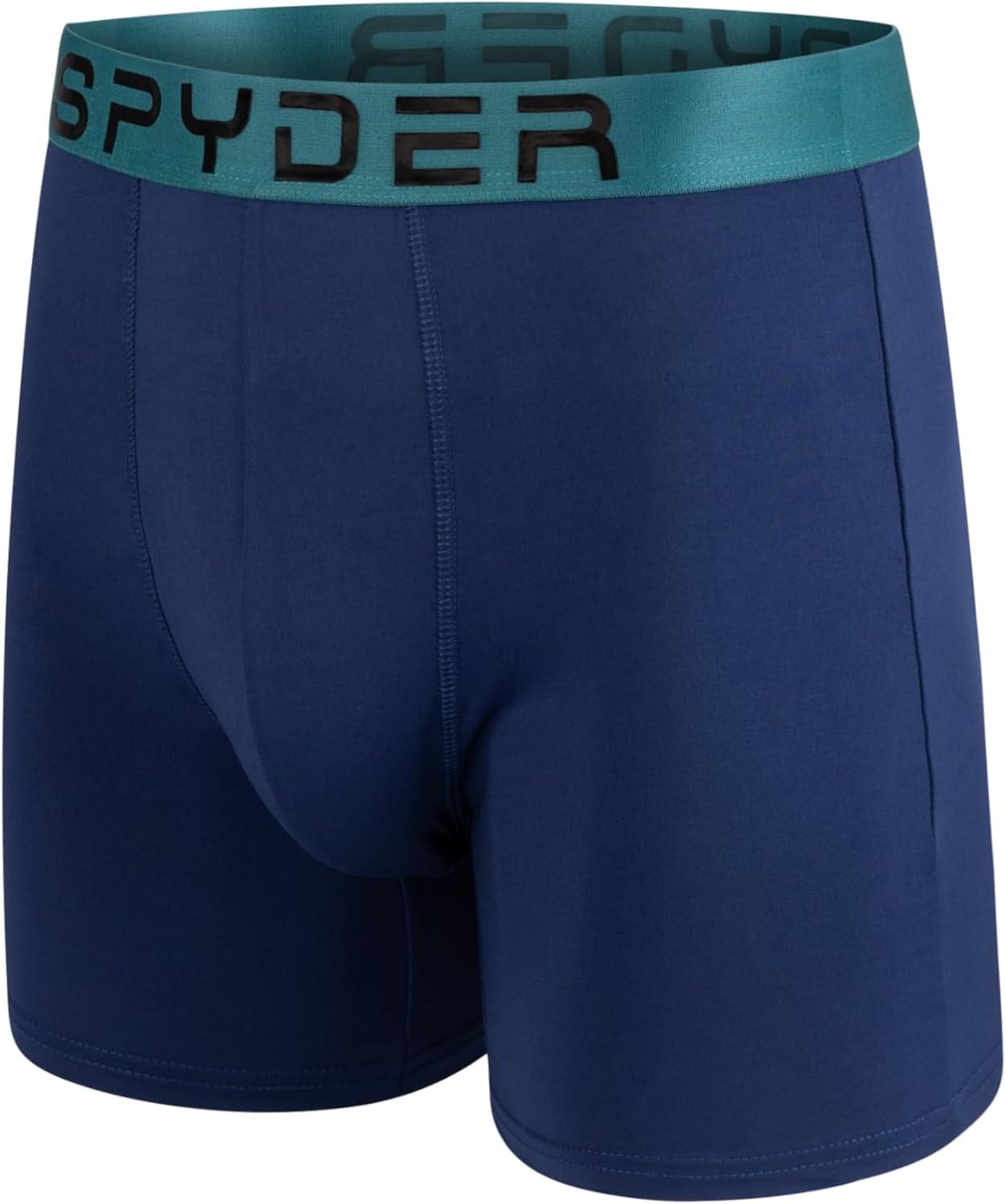 imageSpyder Mens Boxer Briefs 5 Pack Poly Spandex Performance Boxer Briefs UnderwearGreyRedNavyBlackTurquoise