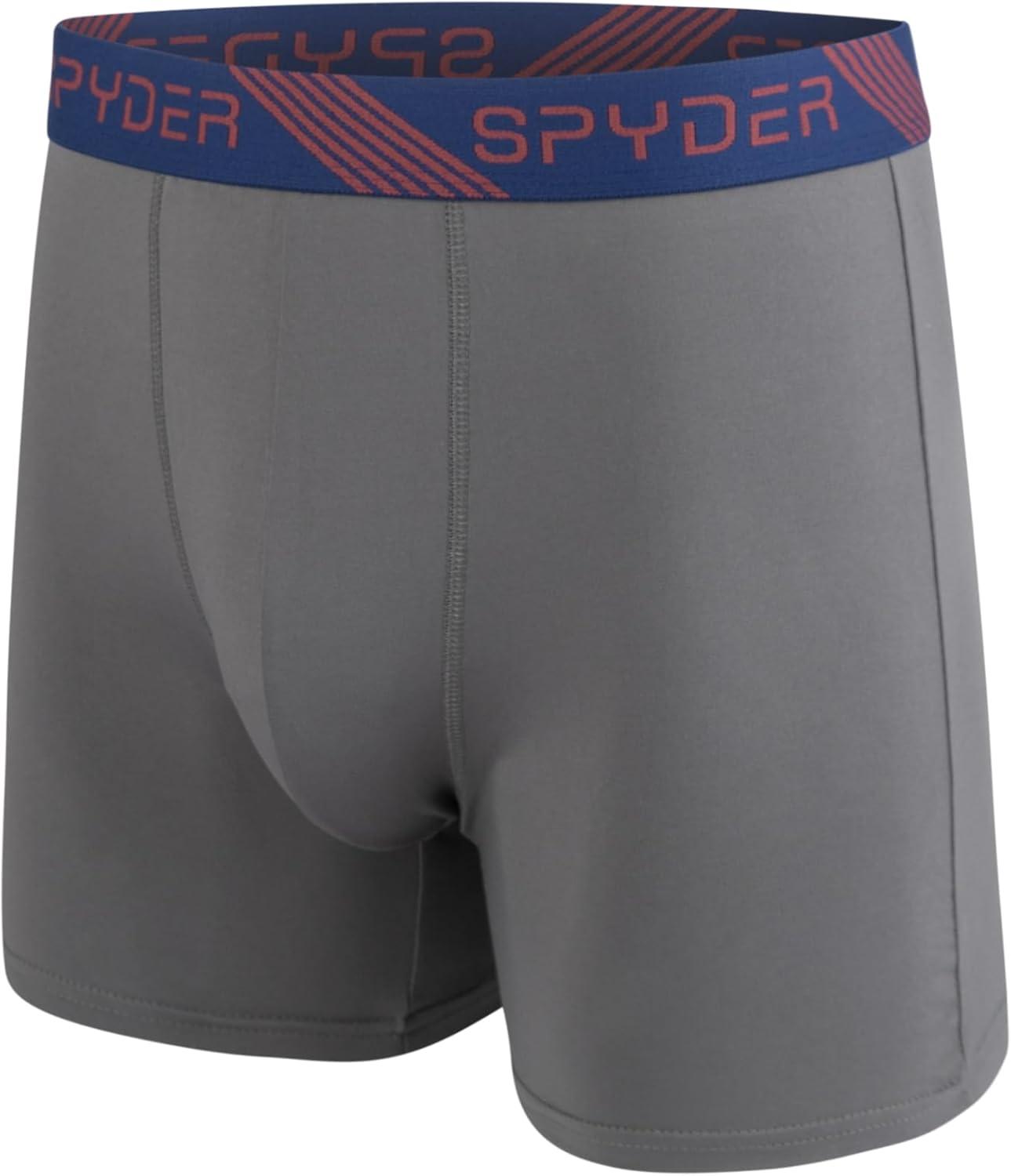 imageSpyder Mens Boxer Briefs 5 Pack Poly Spandex Performance Boxer Briefs UnderwearGreyRedNavyBlackTurquoise