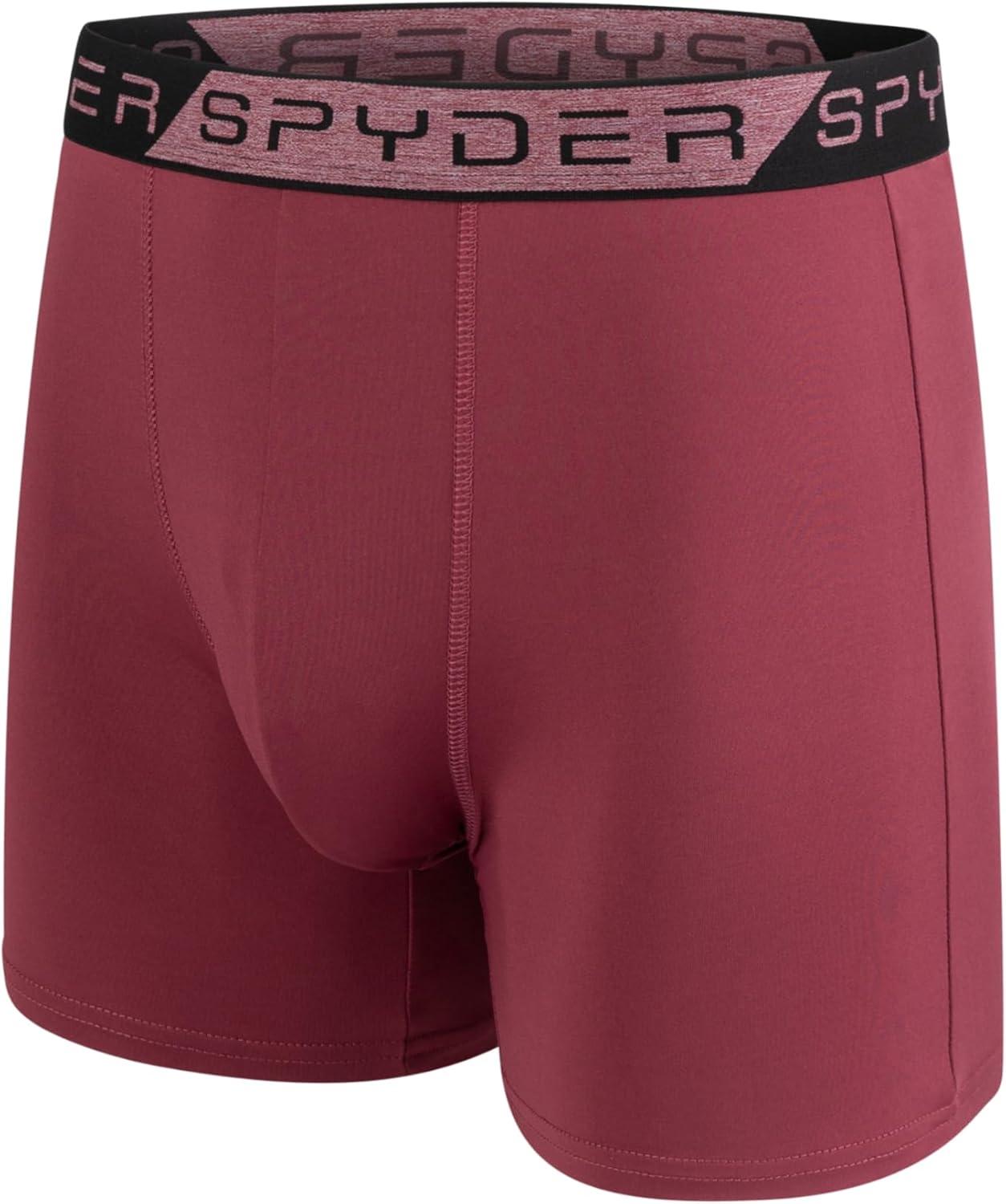 imageSpyder Mens Boxer Briefs 5 Pack Poly Spandex Performance Boxer Briefs UnderwearGreyRedNavyBlackTurquoise