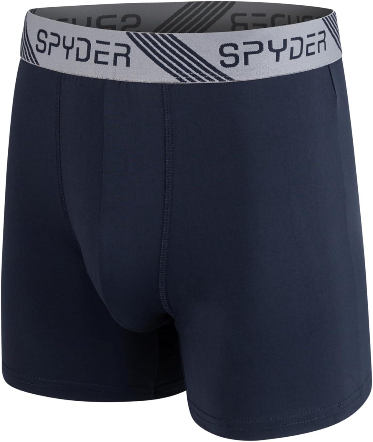 imageSpyder Mens Boxer Briefs 5 Pack Poly Spandex Performance Boxer Briefs UnderwearNavyGreyBlackCharcoalBlue