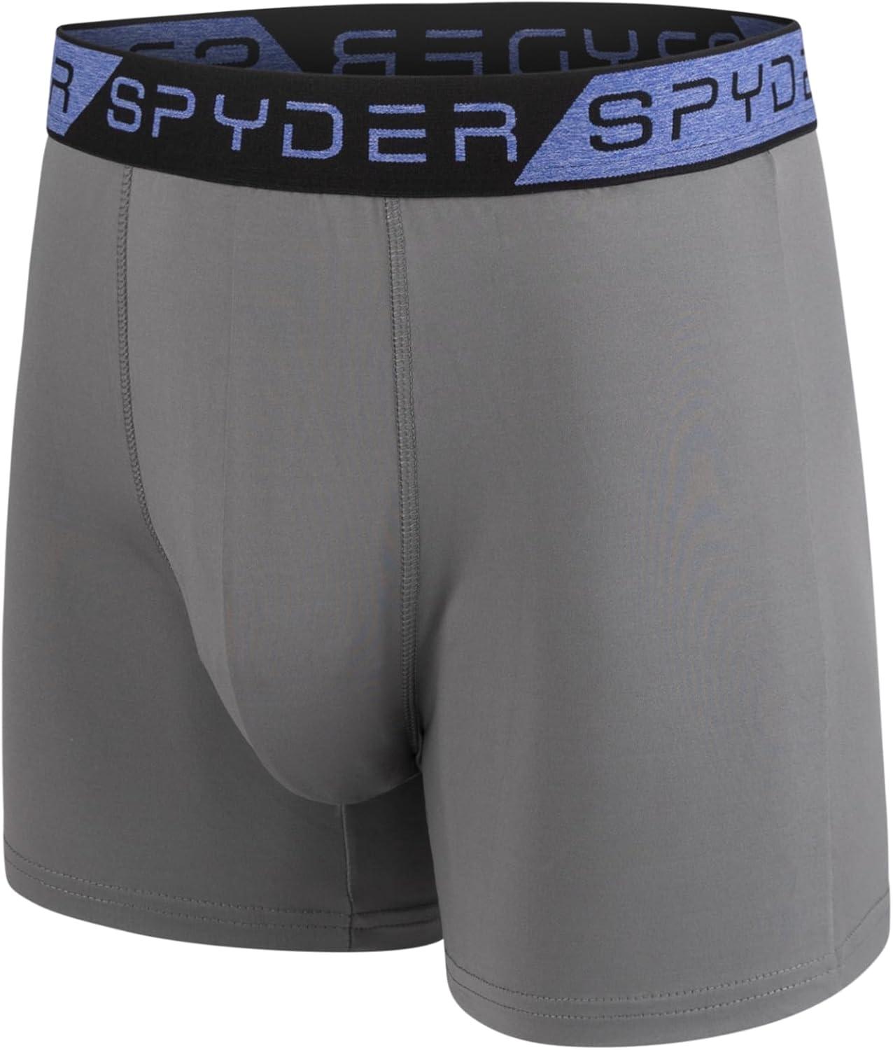 imageSpyder Mens Boxer Briefs 5 Pack Poly Spandex Performance Boxer Briefs UnderwearNavyGreyBlackCharcoalBlue