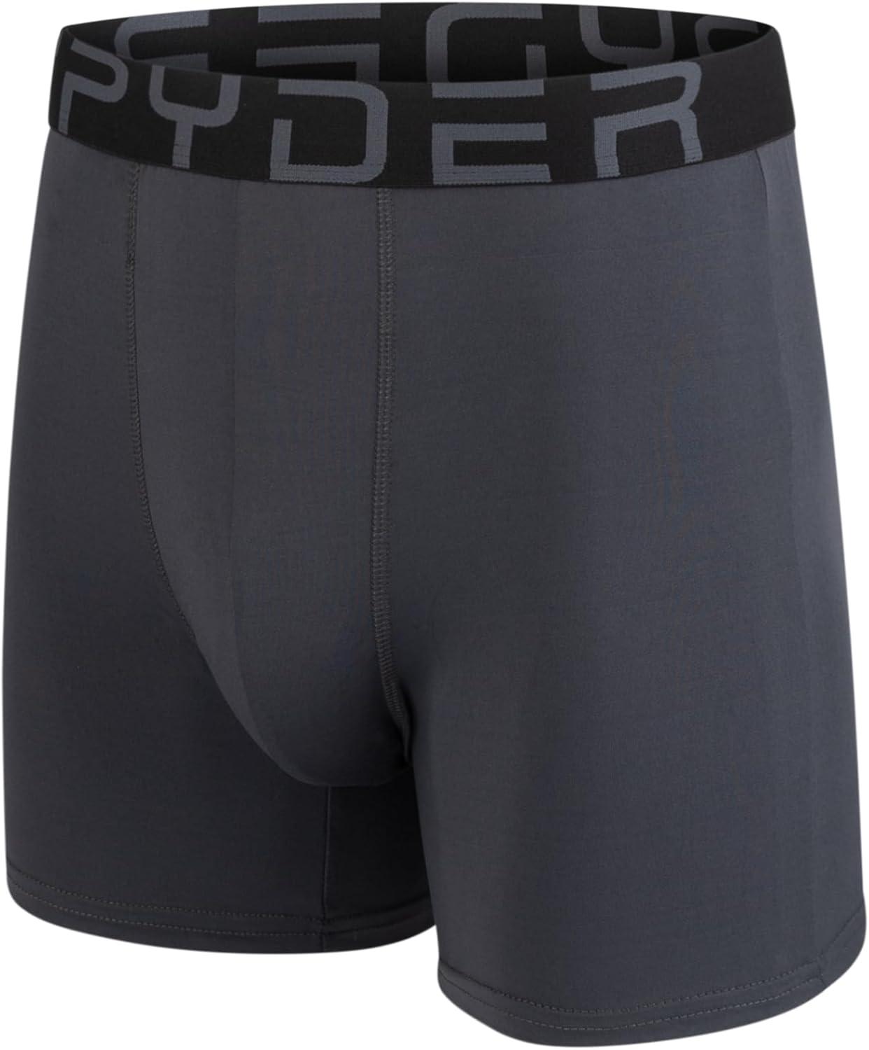 imageSpyder Mens Boxer Briefs 5 Pack Poly Spandex Performance Boxer Briefs UnderwearNavyGreyBlackCharcoalBlue