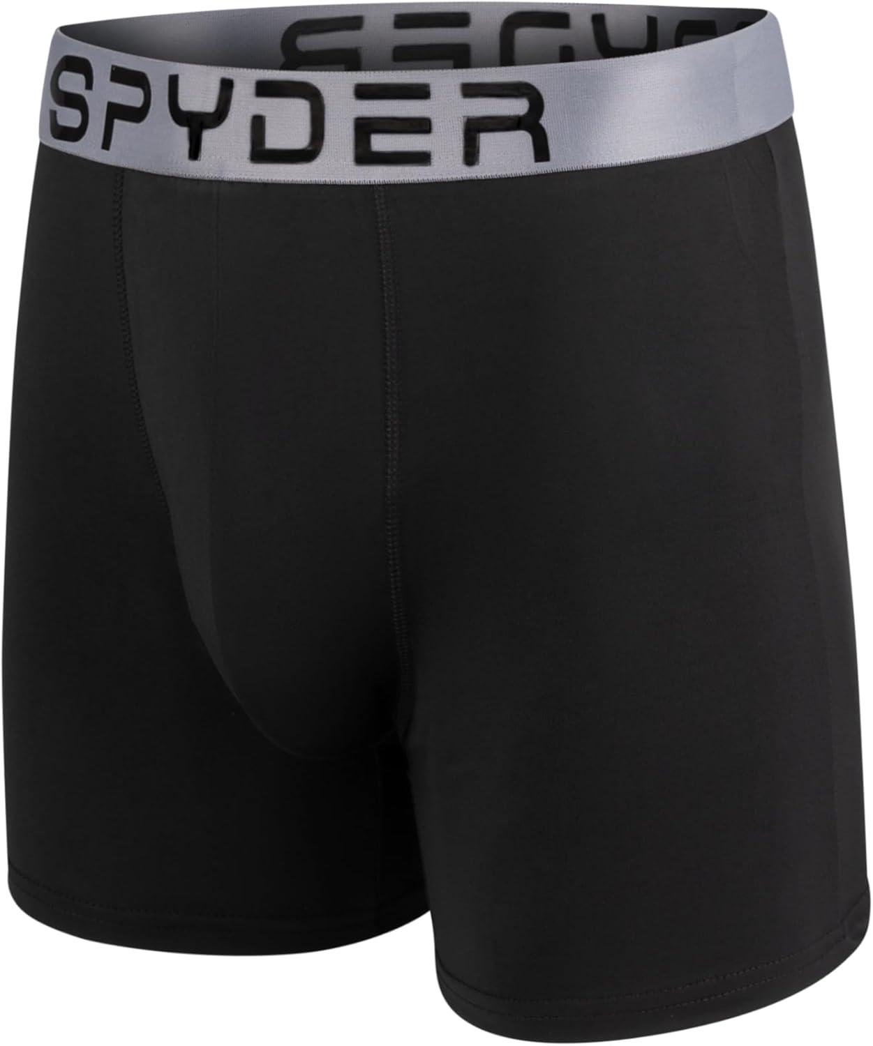 imageSpyder Mens Boxer Briefs 5 Pack Poly Spandex Performance Boxer Briefs UnderwearNavyGreyBlackCharcoalBlue