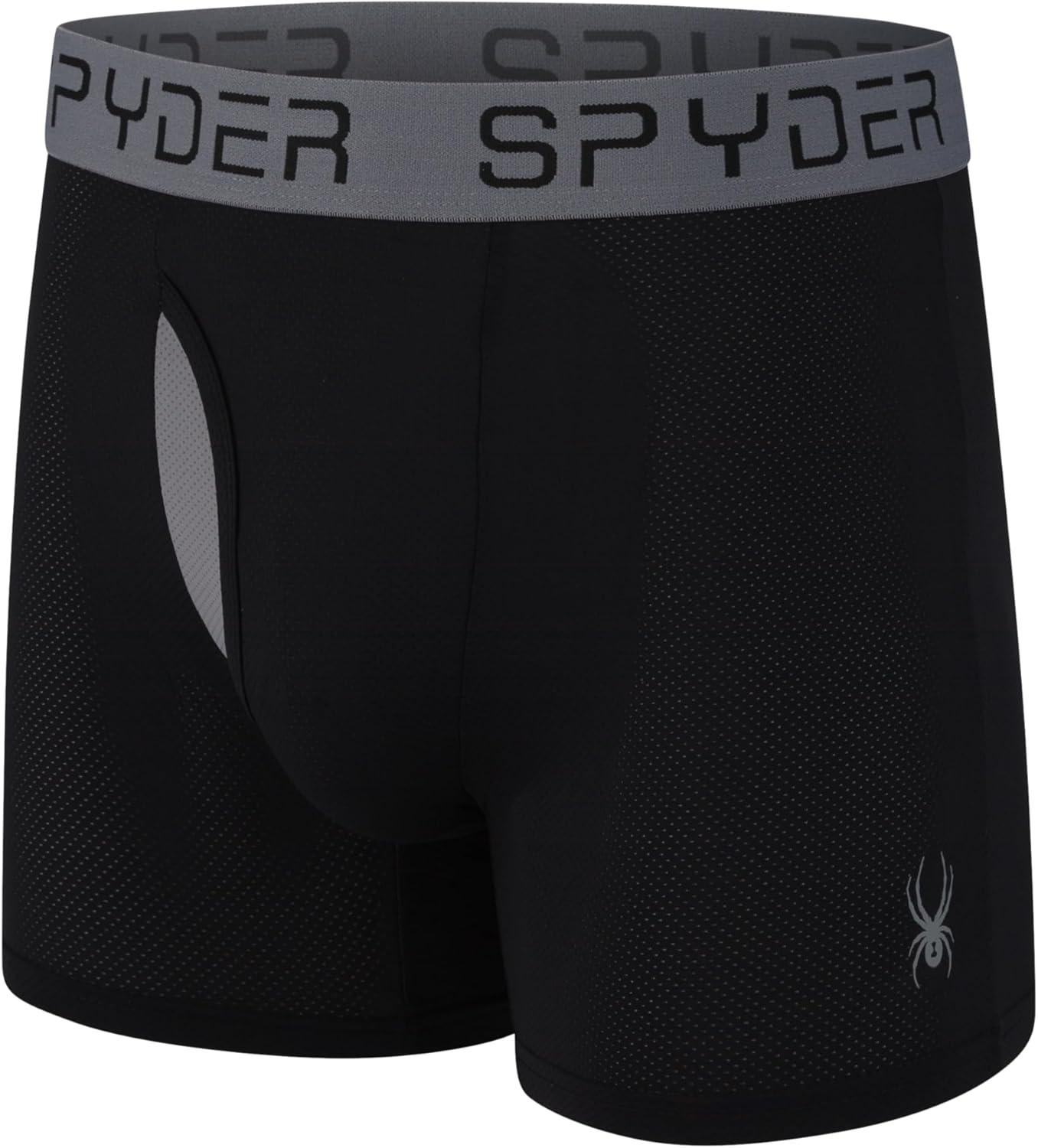 imageSpyder Mens Boxer Briefs Performance Nylon Mesh Sports Underwear With Fly FrontBlackCarcoalIvoryNavyteal