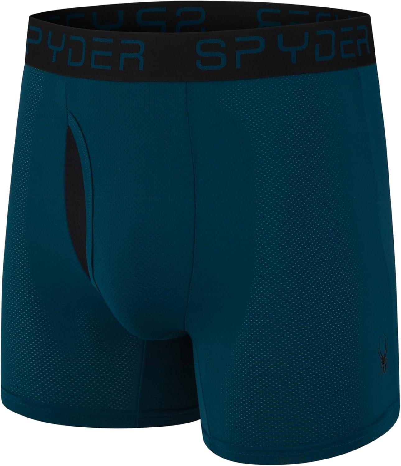 imageSpyder Mens Boxer Briefs Performance Nylon Mesh Sports Underwear With Fly FrontBlackCarcoalIvoryNavyteal