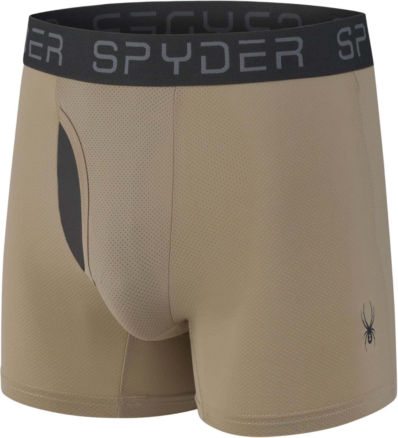 imageSpyder Mens Boxer Briefs Performance Nylon Mesh Sports Underwear With Fly FrontBlackCarcoalIvoryNavyteal