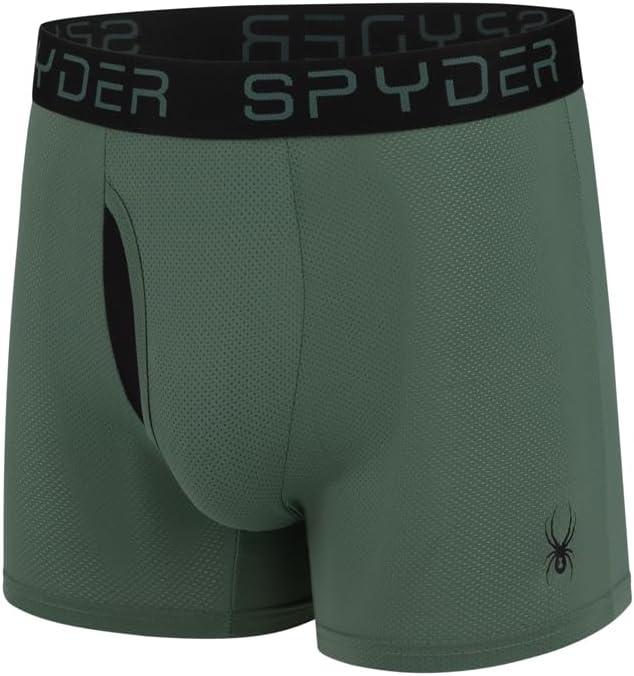 imageSpyder Mens Boxer Briefs Performance Nylon Mesh Sports Underwear With Fly FrontNavyGreenBlackTeal