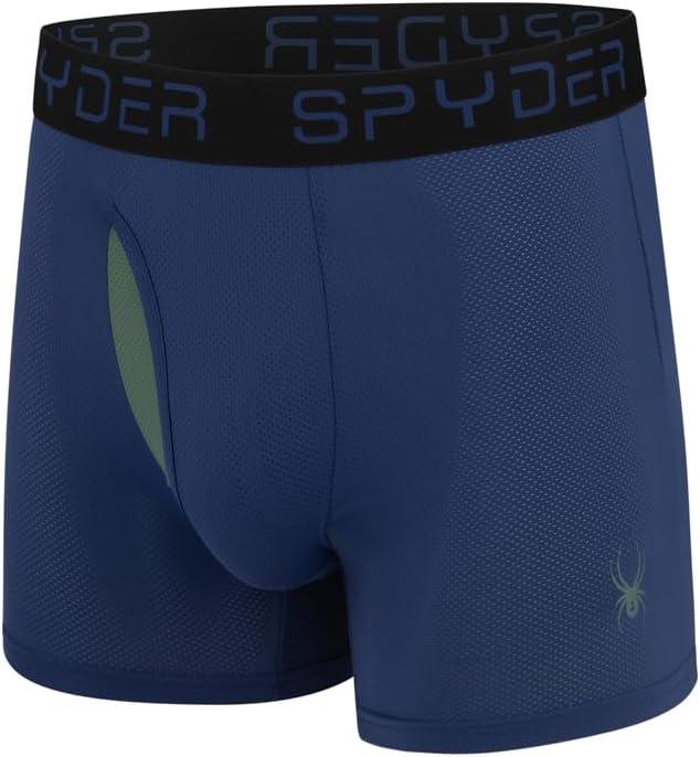 imageSpyder Mens Boxer Briefs Performance Nylon Mesh Sports Underwear With Fly FrontNavyGreenBlackTeal