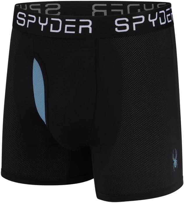 imageSpyder Mens Boxer Briefs Performance Nylon Mesh Sports Underwear With Fly FrontNavyGreenBlackTeal