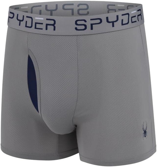imageSpyder Mens Boxer Briefs Performance Nylon Mesh Sports Underwear With Fly FrontNavyGreenHeatherBlack