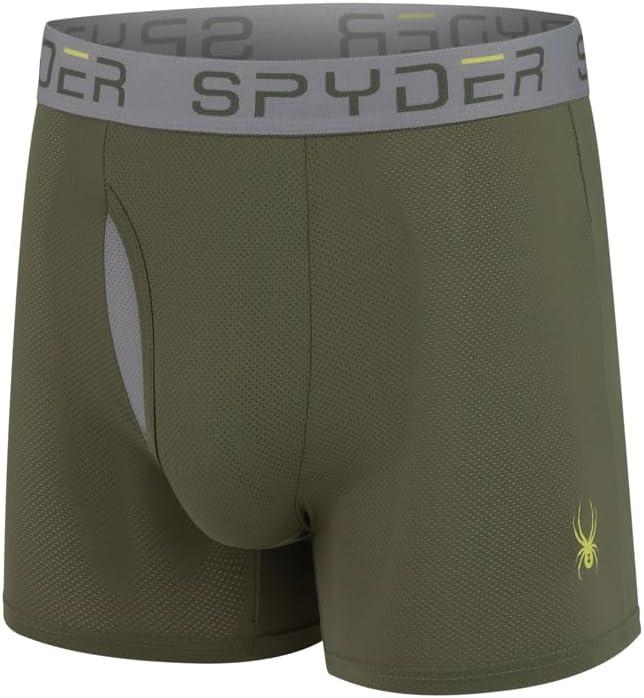 imageSpyder Mens Boxer Briefs Performance Nylon Mesh Sports Underwear With Fly FrontNavyGreenHeatherBlack