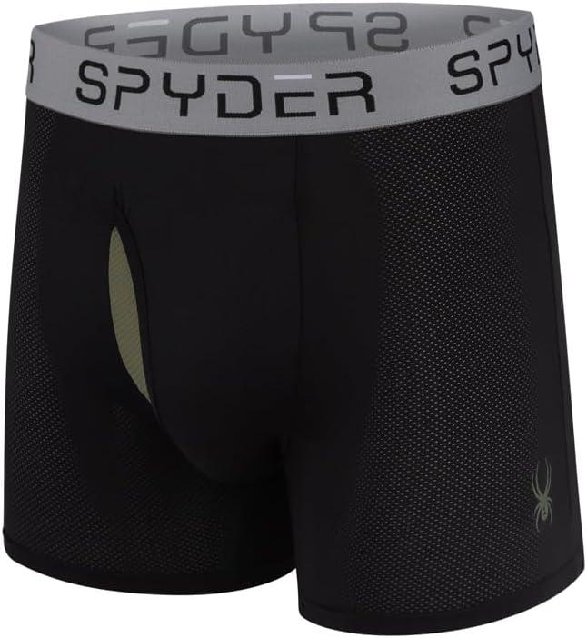 imageSpyder Mens Boxer Briefs Performance Nylon Mesh Sports Underwear With Fly FrontNavyGreenHeatherBlack